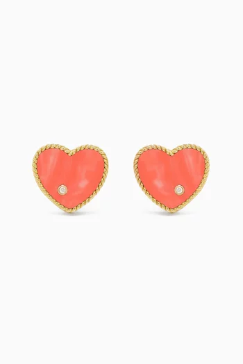 Orange Paire De Puces Coeur Couleur Onyx Studs