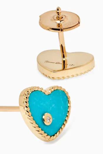 Turquoise Paire De Puces Coeur Couleur Onyx Studs
