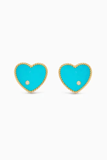 Turquoise Paire De Puces Coeur Couleur Onyx Studs