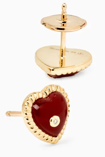 Agate Paire De Puces Coeur Couleur Onyx Studs