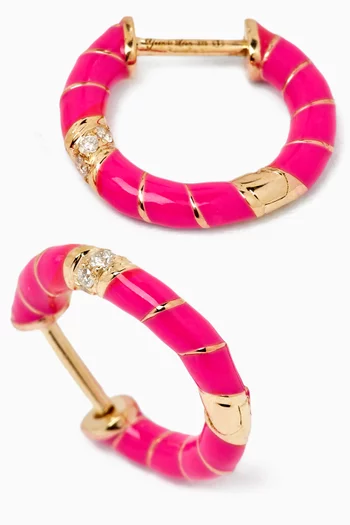 Paire de Créoles Mini Torsade Email Néon Rose Earrings