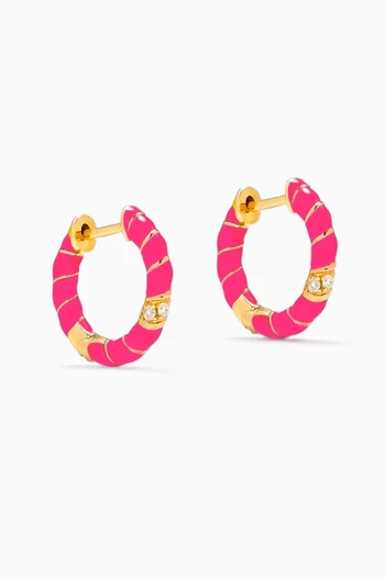 Paire de Créoles Mini Torsade Email Néon Rose Earrings