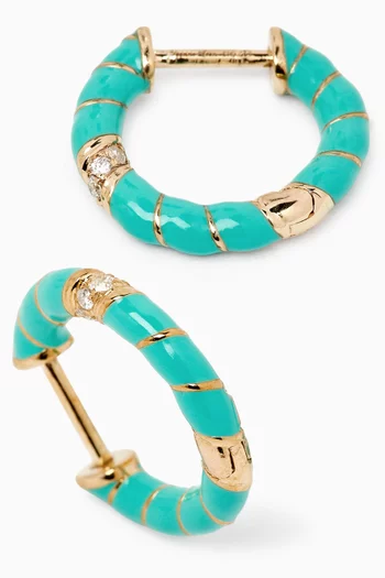 Paire de Créoles Mini Torsade Email Turquoise Earrings