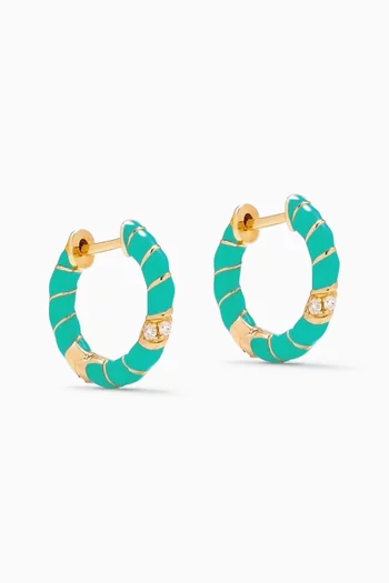 Paire de Créoles Mini Torsade Email Turquoise Earrings