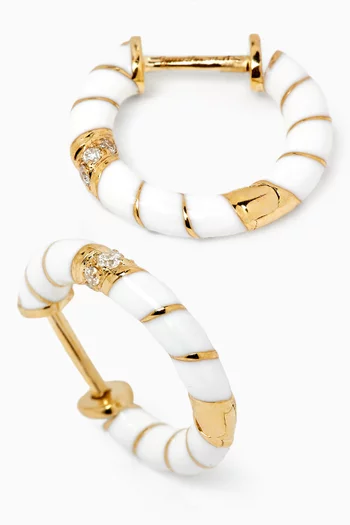 Paire de Créoles Mini Torsade Email Blanc Earrings