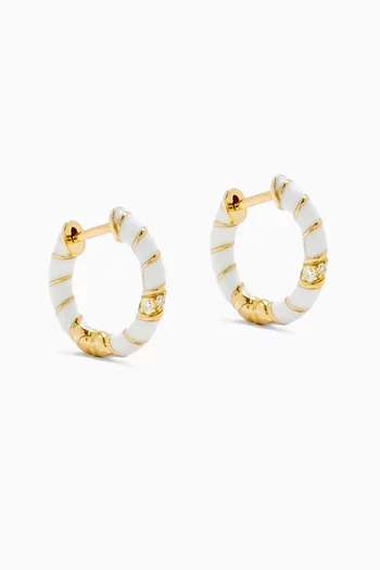 Paire de Créoles Mini Torsade Email Blanc Earrings