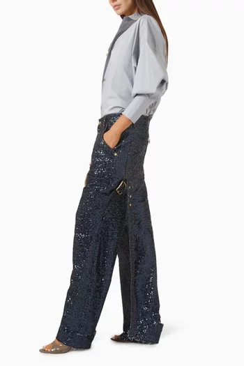 Lisa Belt Sequin-embellished Jeans in Denim