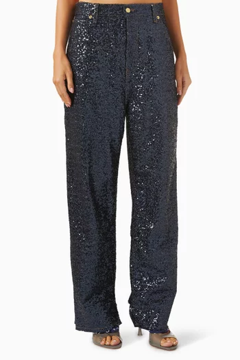 Lisa Belt Sequin-embellished Jeans in Denim