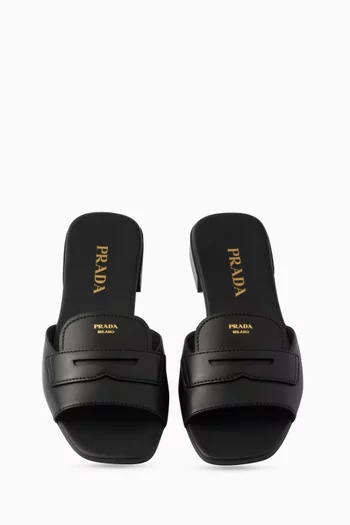 Logo Leather Slides