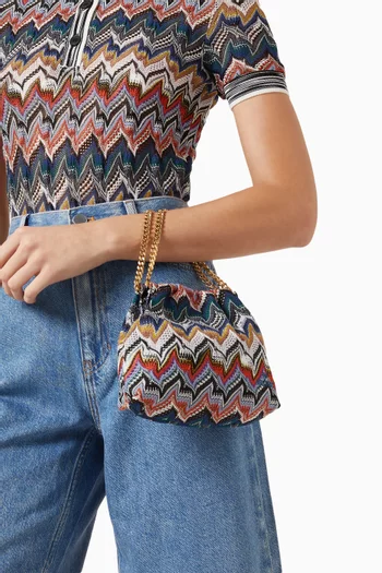 Zigzag Drawstring Pouch in Lurex-knit