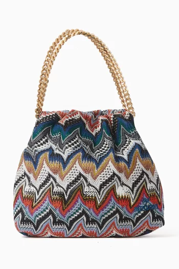 Zigzag Drawstring Pouch in Lurex-knit