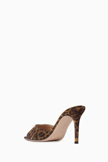 Elle 85 Mule Sandals in Leopard-print Suede