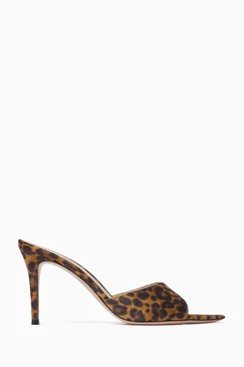 Elle 85 Mule Sandals in Leopard-print Suede