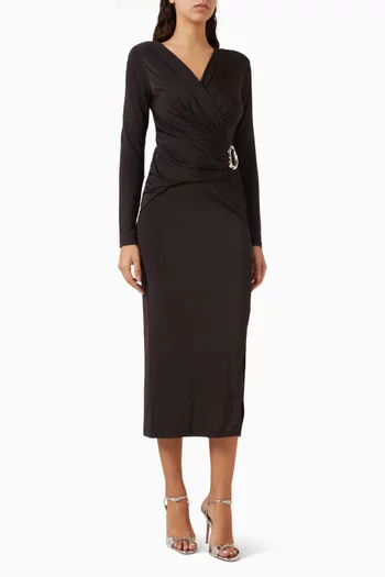 Buckle Wrap Midi Dress