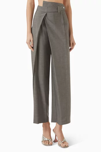 Asymmetric-waist layered Pants
