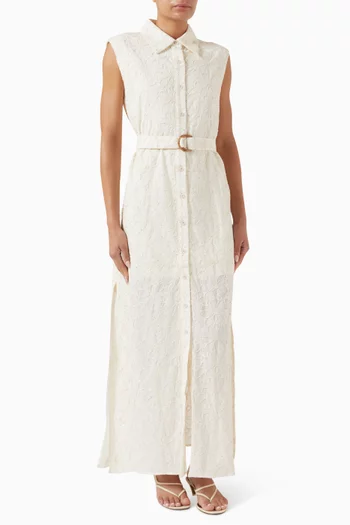 Giselle Embroidered Maxi Dress in Cotton
