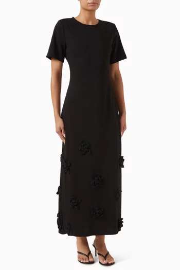 Azzurro Crochet Maxi Dress in Jersey