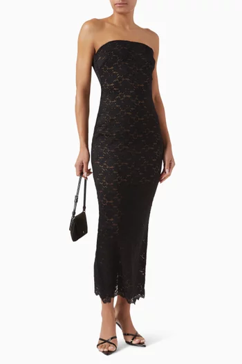 Kira Midi Dress in Stretch Lace