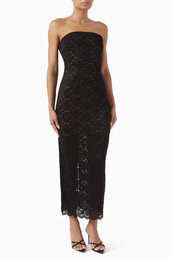 Kira Midi Dress in Stretch Lace