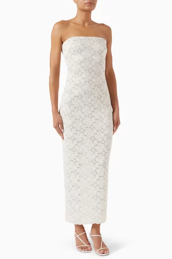 Kira Midi Dress in Stretch Lace