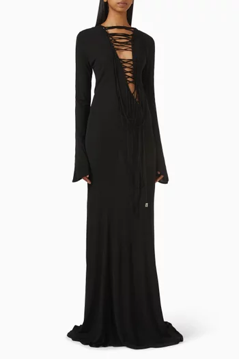Lace-front Dress in Viscose Crepe