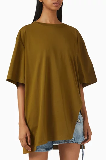 Curved-hem T-shirt in Cotton