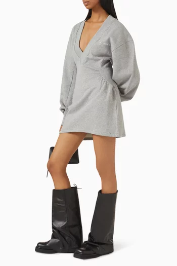 V-neck Mini Dress in Fleece