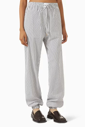 Striped Straight-leg Pants in Cotton