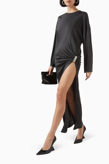 Gathered T-shirt Dress in Viscose