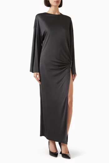 Gathered T-shirt Dress in Viscose