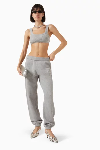 Rhinestone-embellished Crop Top in Rib-knit