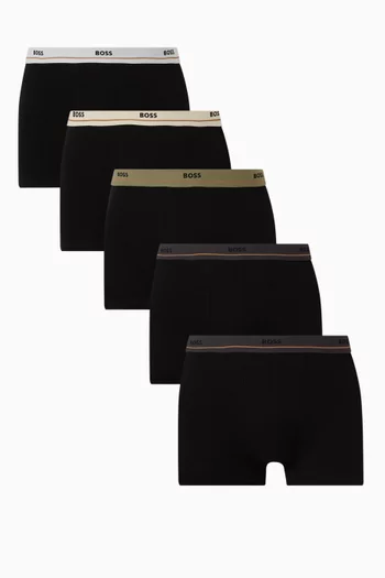 Logo Boxer Briefs in Stretch-cotton, Set of 5
