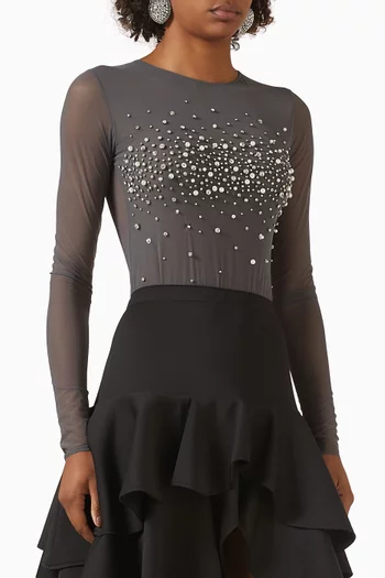 Crystal-embellished Bodysuit