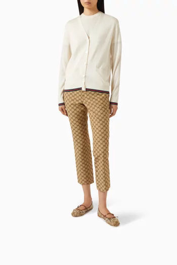 Crystal-embellished Mary Jane Ballet Flats in GG Canvas