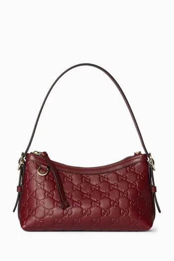 Small GG Emblem Shoulder Bag in Leather