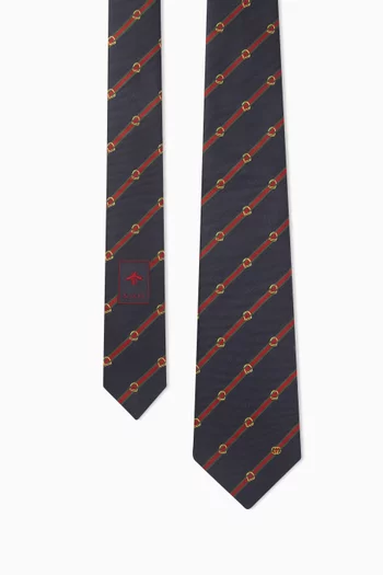 Horsebit Stripe Tie in Silk-jacquard