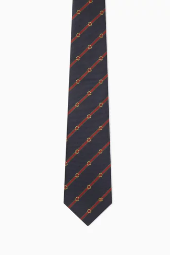 Horsebit Stripe Tie in Silk-jacquard