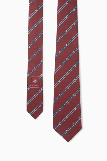 Horsebit Stripe Tie in Silk-jacquard