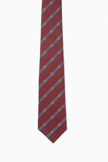Horsebit Stripe Tie in Silk-jacquard