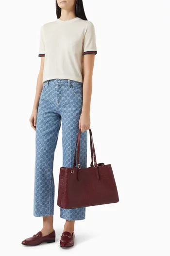 Large GG Emblem Tote Bag in Leather