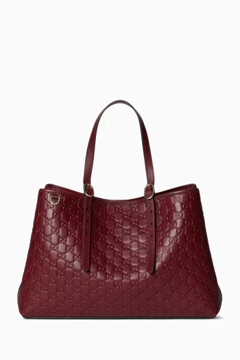 Large GG Emblem Tote Bag in Leather