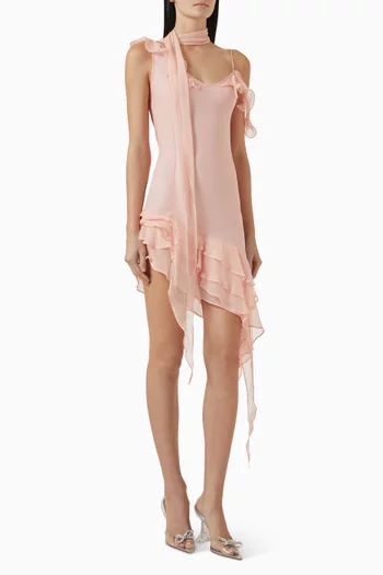 Hemera Ruffle Mini Dress in Silk Chiffon