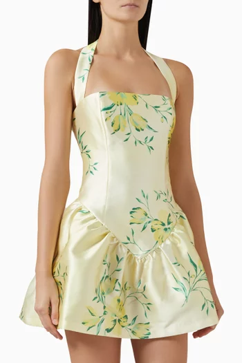 Aura Halterneck Mini Dress in Twill