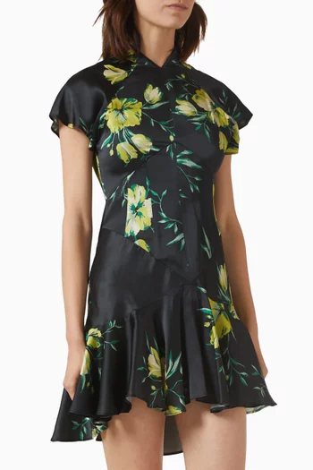 Alizee Corset Mini Dress in Silk Satin