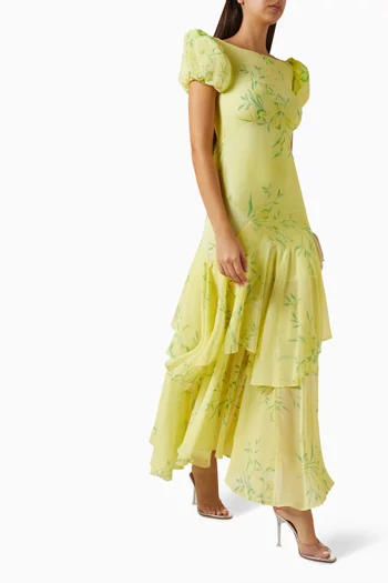 فستان طويل مزين بنقشة زهور