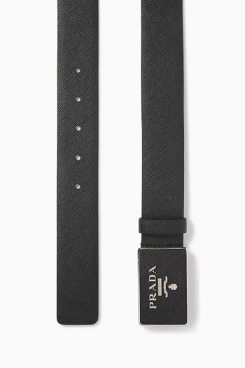 Logo Belt in Saffiano Leather