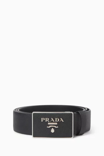 Logo Belt in Saffiano Leather