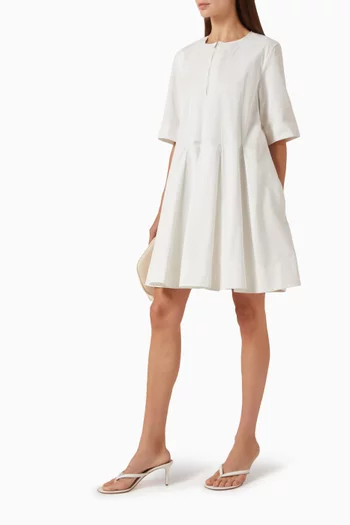 فستان قطن بطيّات وسحّاب