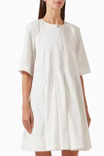 فستان قطن بطيّات وسحّاب