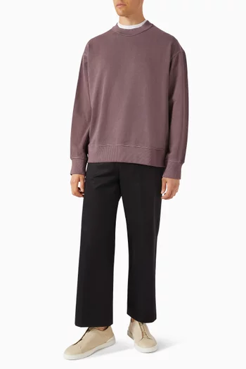 سويت شيرت بقصة فضفاضة قطن باهت